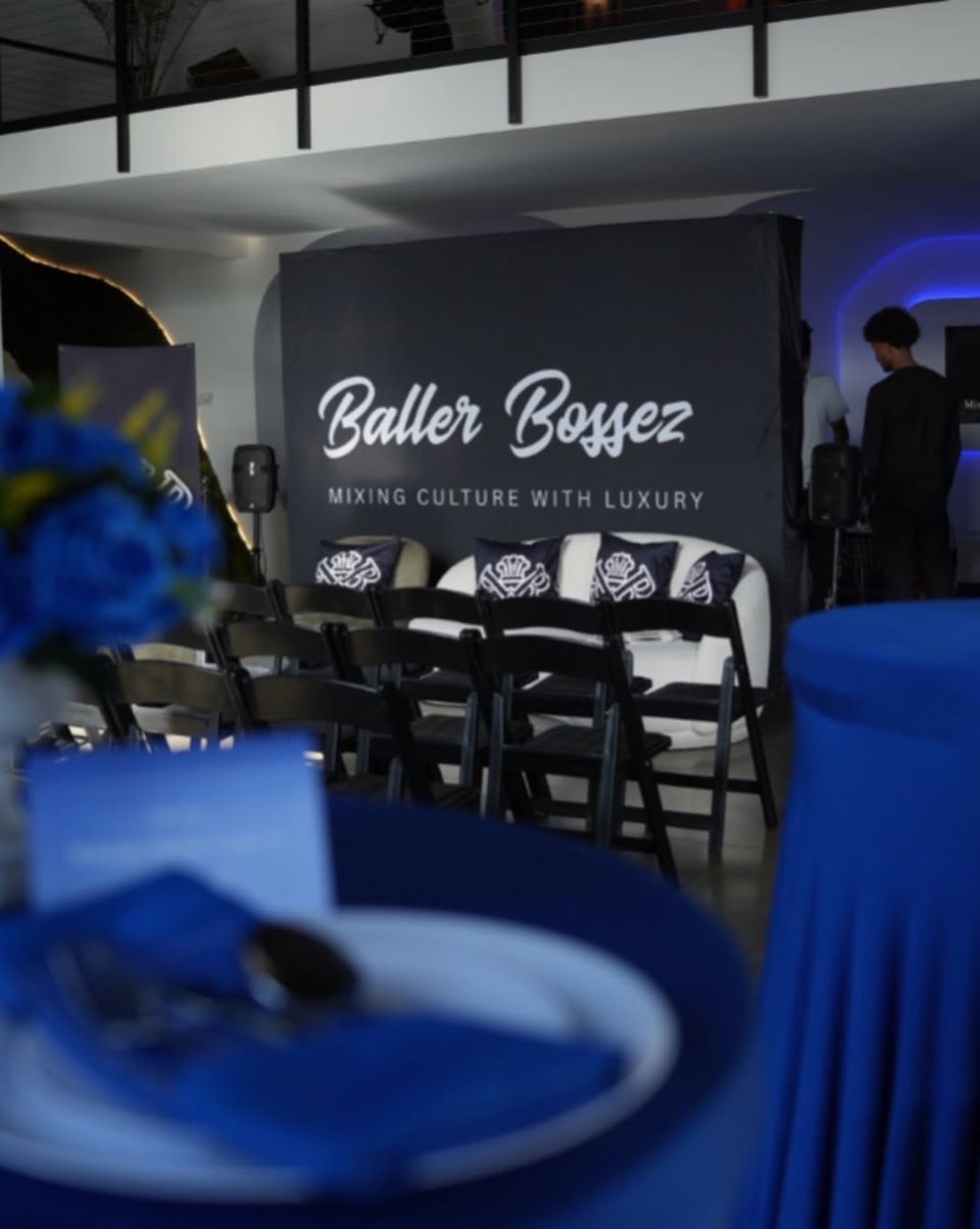 The Baller Bossez Conversations stage set before a panel